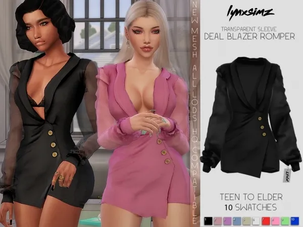 Alpha lynxsimz deal blazer romper - The Sims 4 Custom Content