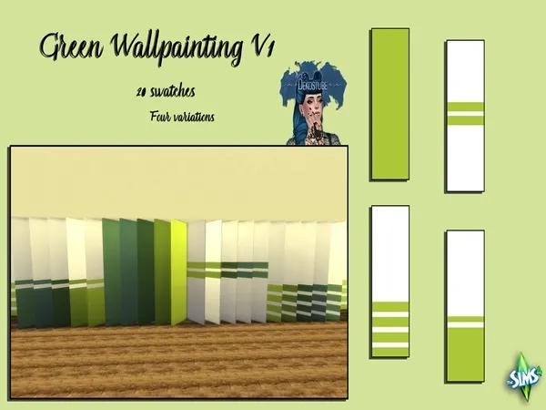 Maxis Match Green Wallpainting V1 - The Sims 4 Custom Content