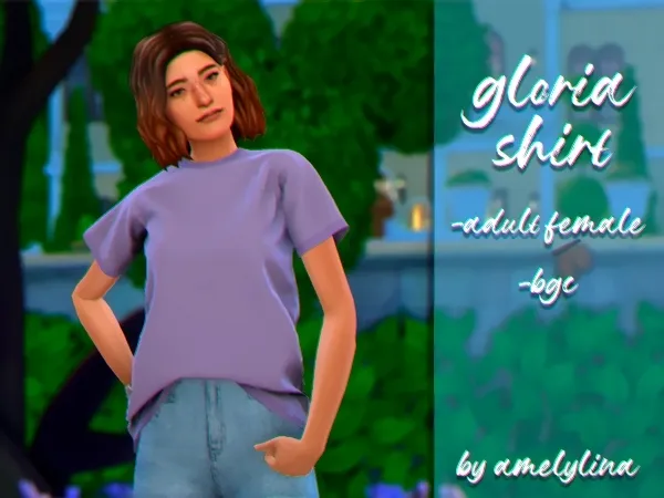 Alpha Gloria shirt by amelylina - The Sims 4 Custom Content