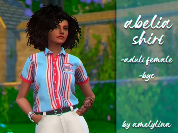 Alpha Abelia shirt by amelylina - The Sims 4 Custom Content