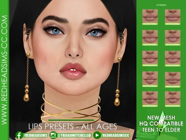Maxis Match LIPS PRESETS ALL AGES - The Sims 4 Custom Content