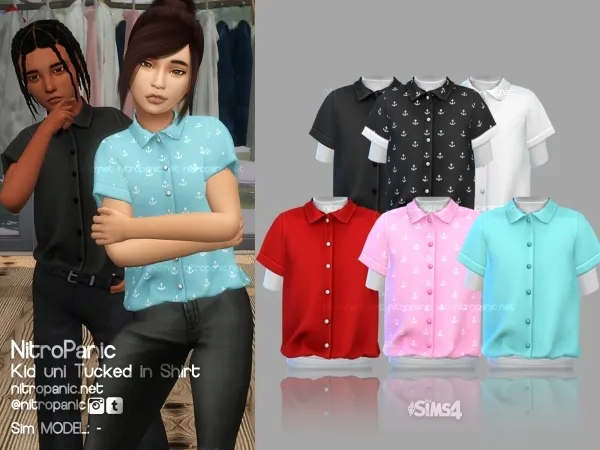 Alpha Kid uni Tucked in Shirt - The Sims 4 Custom Content