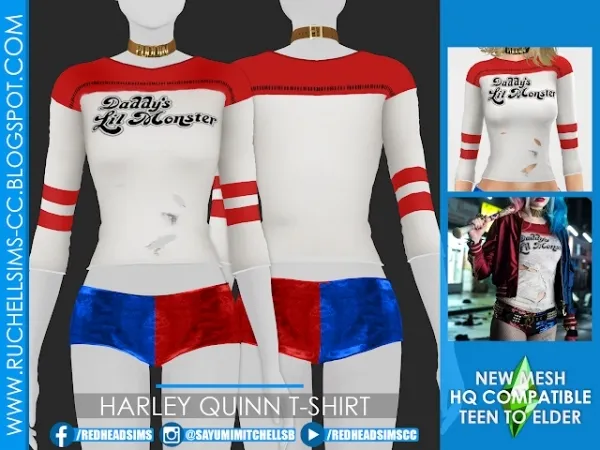 Alpha HARLEY QUINN T SHIRT - The Sims 4 Custom Content