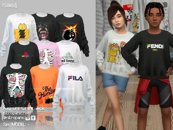Alpha Kid uni Crewneck by nitropanic - The Sims 4 custom content
