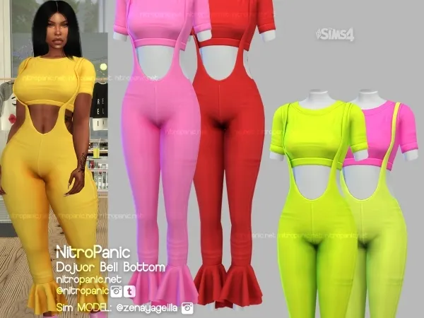 Alpha Dujour Bell Bottom Jumpsuit - The Sims 4 Custom Content