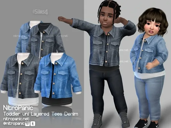 Alpha Toddler uni Layered Tees Denim - The Sims 4 Custom Content
