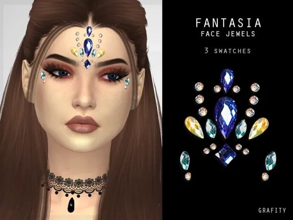 Alpha Fantasia Face Jewels - The Sims 4 Custom Content