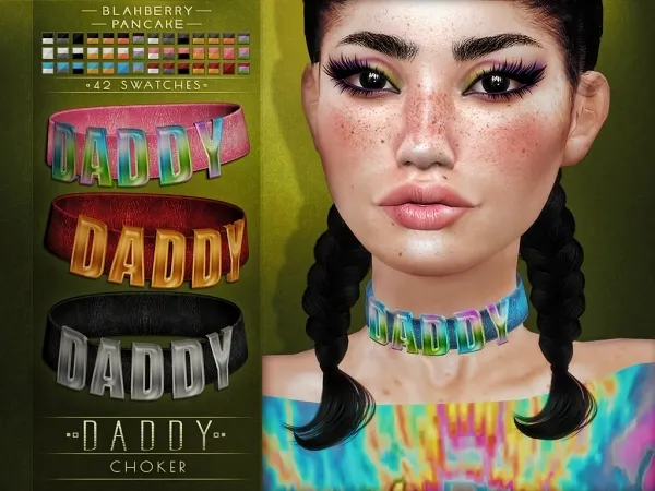 Alpha Blahberry Pancake Daddy Choker by blahberry-pancake - The Sims 4 custom content