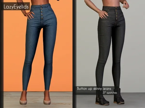 Alpha Button up skinny jeans - The Sims 4 Custom Content