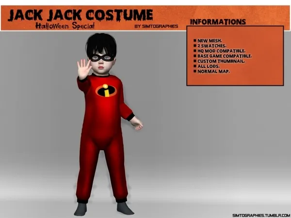 Alpha Jack Jack Costume Halloween Special - The Sims 4 Custom Content
