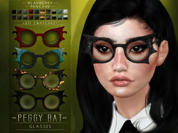 Alpha Blahberry Pancake Peggy Bat Glasses by blahberry-pancake - The Sims 4 custom content