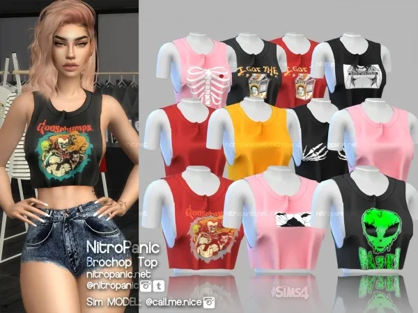 Alpha Brochop Top by nitropanic - The Sims 4 Custom Content