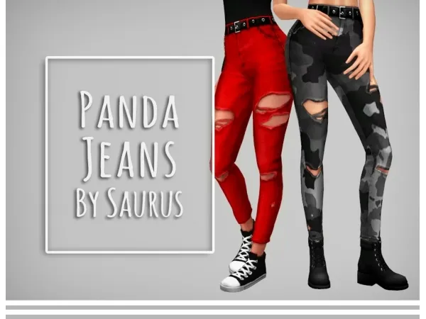 Maxis Match Punk it Up Panda Jeans by Saurus - The Sims 4 Custom Content