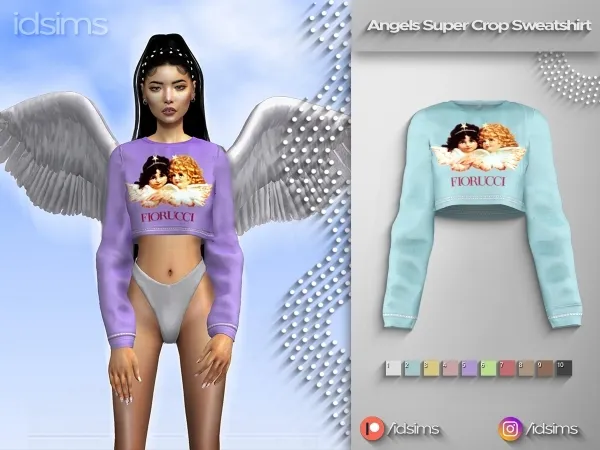 Alpha Angels Super Crop Sweatshirt by polygoncouture - The Sims 4 custom content
