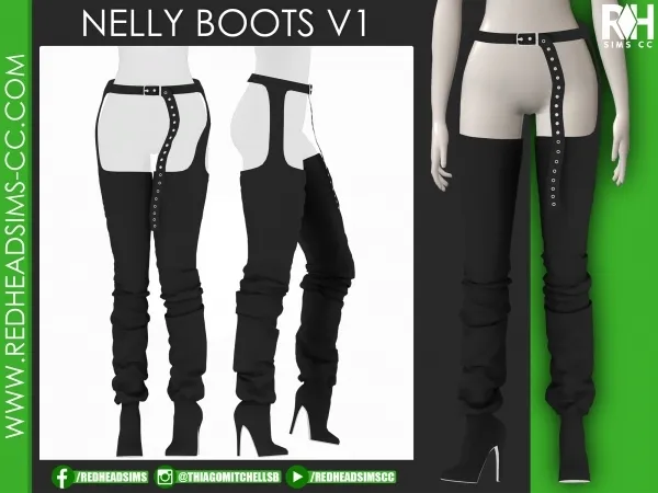 Alpha NELLY BOOTS V1 by redheadsims - The Sims 4 Custom Content