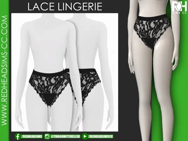 Alpha LACE LINGERIE by redheadsims - The Sims 4 custom content