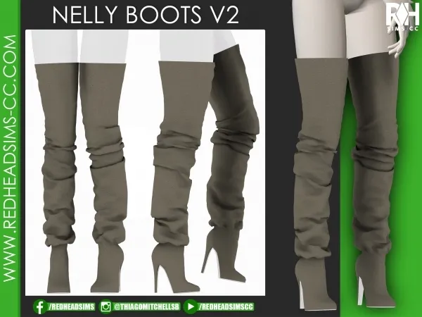 Alpha NELLY BOOTS V2 by redheadsims - The Sims 4 Custom Content