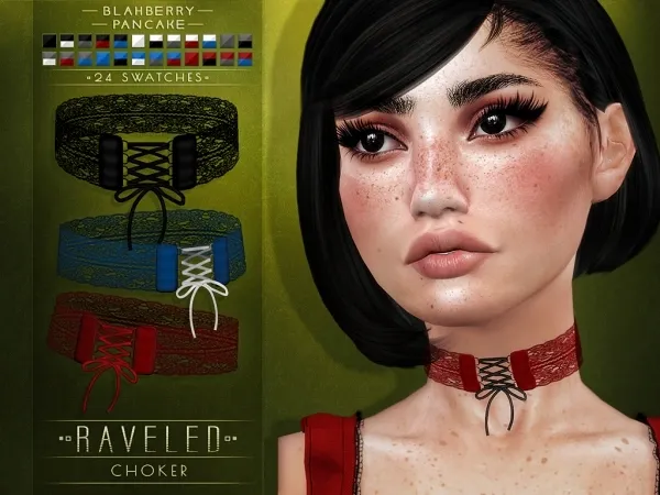 Maxis Match Blahberry Pancake Raveled Choker by blahberry-pancake - The Sims 4 Custom Content