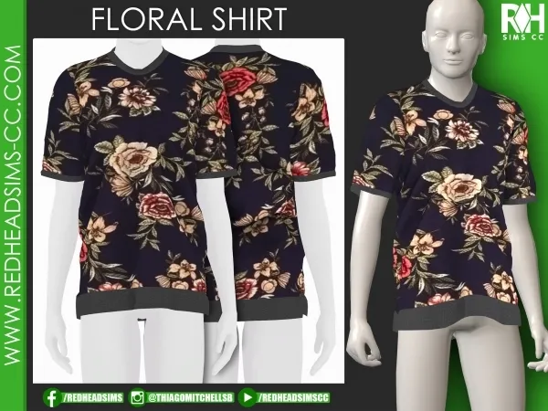 Maxis Match FLORAL SHIRT - The Sims 4 Custom Content