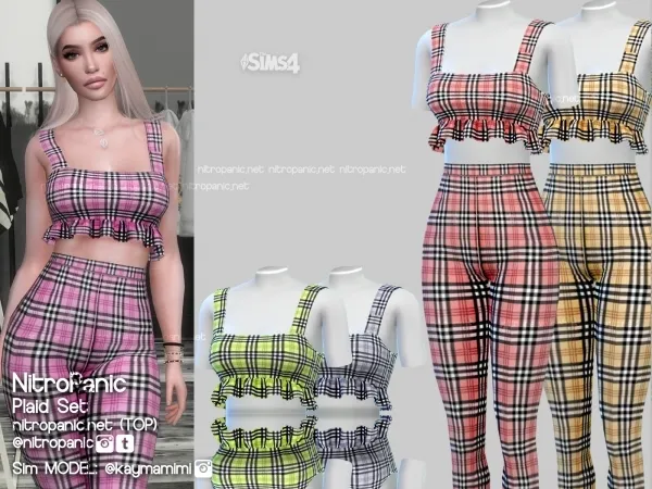 Alpha Plaid Set (TOP) by nitropanic - The Sims 4 Custom Content