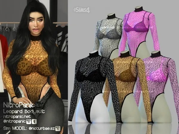 Alpha Leopard Bodysuit (TOP) - The Sims 4 Custom Content