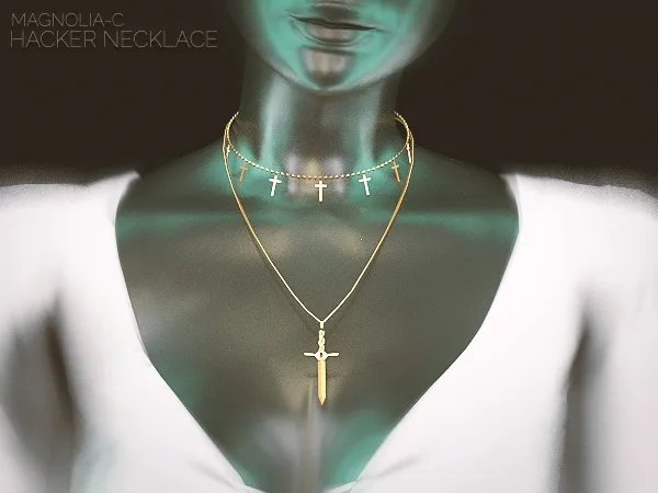 Alpha Magnolia C Hacker Necklace - The Sims 4 Custom Content