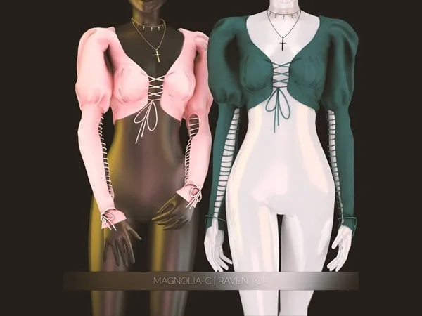 Alpha Magnolia C Raven Top - The Sims 4 Custom Content
