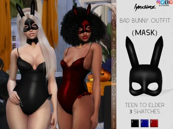 Alpha lynxsimz bad bunny set (mask) - The Sims 4 Custom Content