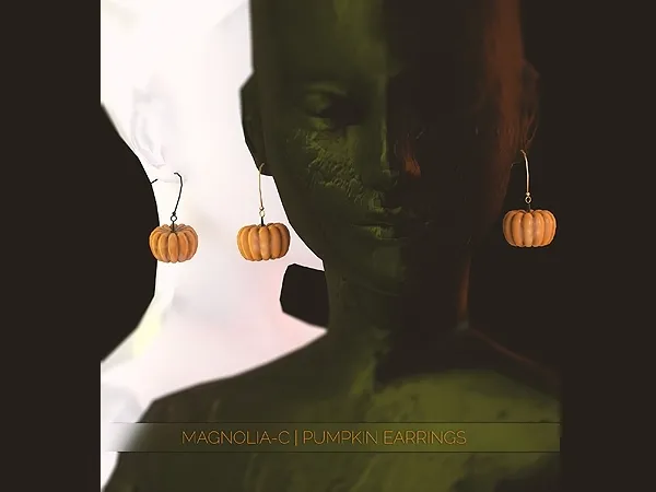 Alpha Magnolia C Pumpkin Earrings - The Sims 4 Custom Content