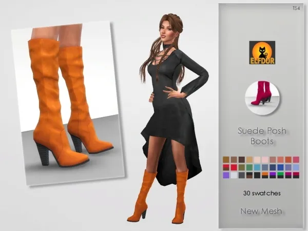 Maxis Match Suede Posh Boots - The Sims 4 Custom Content