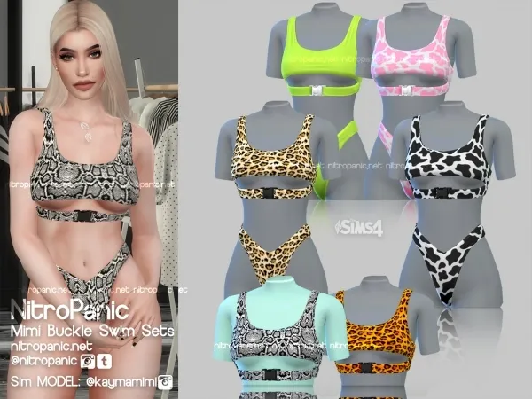 Alpha Mimi Buckle Swim Set (TOP) - The Sims 4 Custom Content