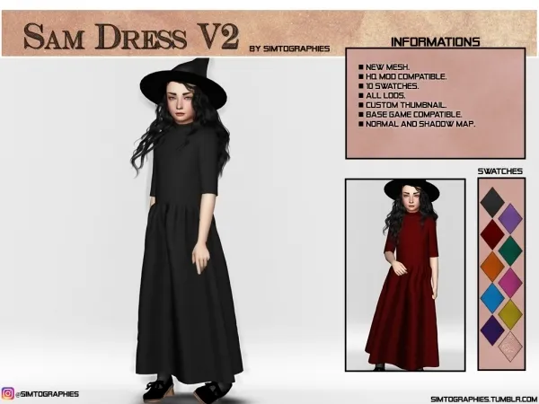 Alpha Sam Dress V2 by simtographies - The Sims 4 Custom Content