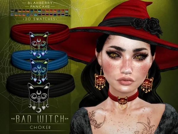 Alpha Blahberry Pancake Bad Witch Choker - The Sims 4 Custom Content