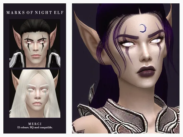 Alpha Marks Of Night Elf by thesimsresource - The Sims 4 Custom Content