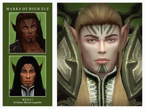 Alpha Marks Of High Elf - The Sims 4 Custom Content