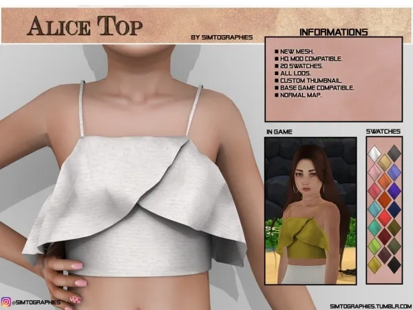 Alpha Alice Top - The Sims 4 Custom Content
