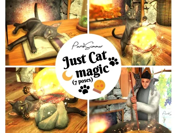 parissimmer-s4:  Just Cat Magic - 7 poses - Simblreen 2019 Gift #1