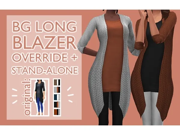 Maxis Match maushasi BG long blazer - The Sims 4 Custom Content