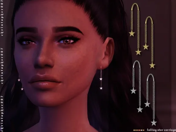 Alpha Falling Star Earrings / Christopher067 by christopher067 - The Sims 4 custom content