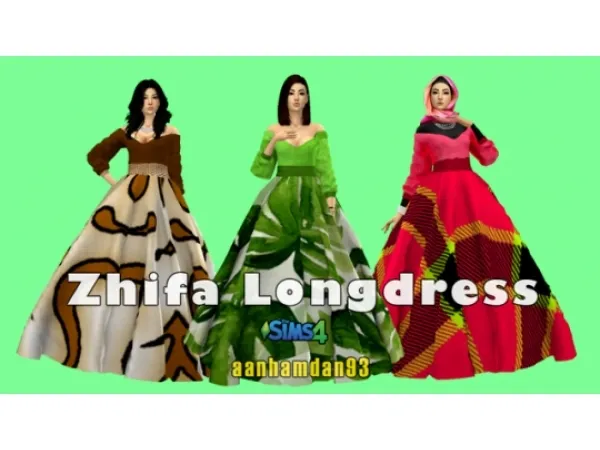 Alpha aanhamdan93 Zhifa Longdress - The Sims 4 Custom Content