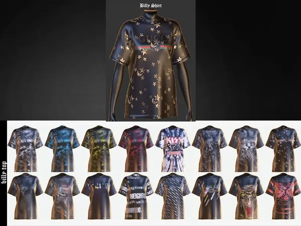 Alpha SlayClassy 109 Billy Oversized shirt by slayclassy - The Sims 4 Custom Content