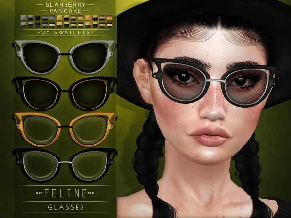 Alpha Blahberry Pancake Feline Glasses by blahberry-pancake - The Sims 4 Custom Content