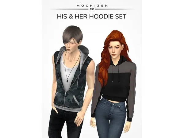 Mix MOCHIZEN HIS HER HOODIE SET - The Sims 4 Custom Content
