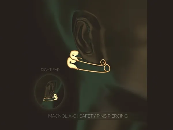 Alpha Magnolia C Safety Pins Piercing - The Sims 4 Custom Content