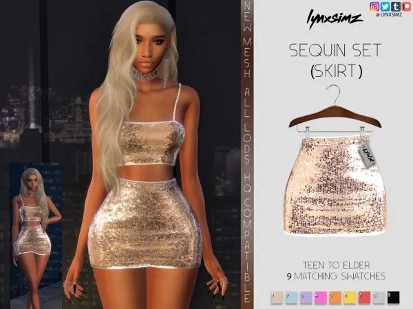 Alpha lynxsimz sequin skirt - The Sims 4 Custom Content
