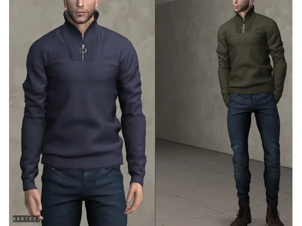 Alpha darte77 Half Zip Sweater - The Sims 4 Custom Content