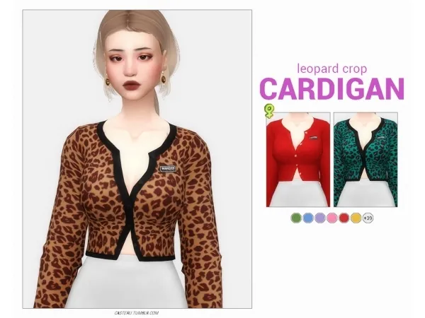 Maxis Match LEOPARD CROP CARDIGAN by casteru - The Sims 4 Custom Content