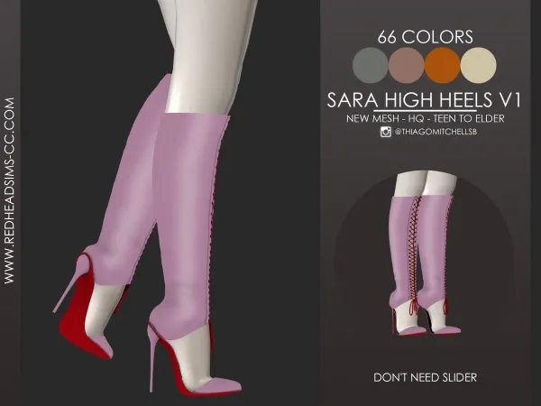 Alpha SARA HIGH HEELS V1 by redheadsims - The Sims 4 custom content