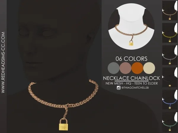 Alpha NECKLACE CHAINLOCK by redheadsims - The Sims 4 custom content