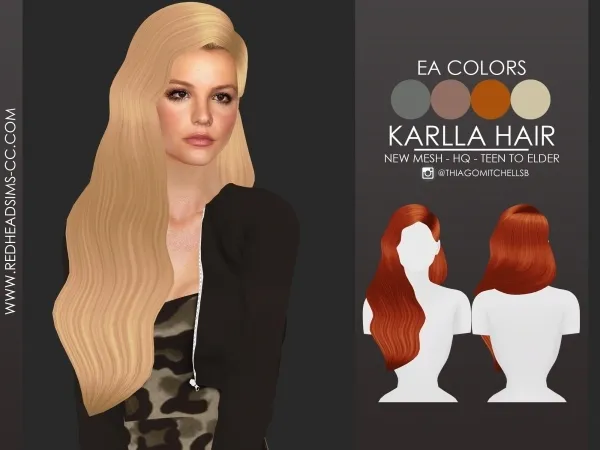 Maxis Match KARLLA HAIR by redheadsims - The Sims 4 custom content
